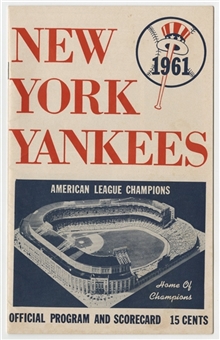 1961 New York Yankees Scored Scorecard From Roger Maris 60th Home Run Tying Babe Ruth